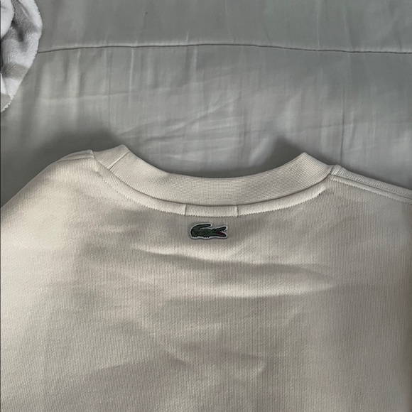 Unisex- worn once- Lacoste Cream Sweatshirt with Green Crocodile Patch - Picture 6 of 6